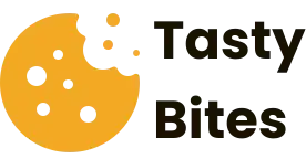 Yellow cookie next to text Tasty Bites