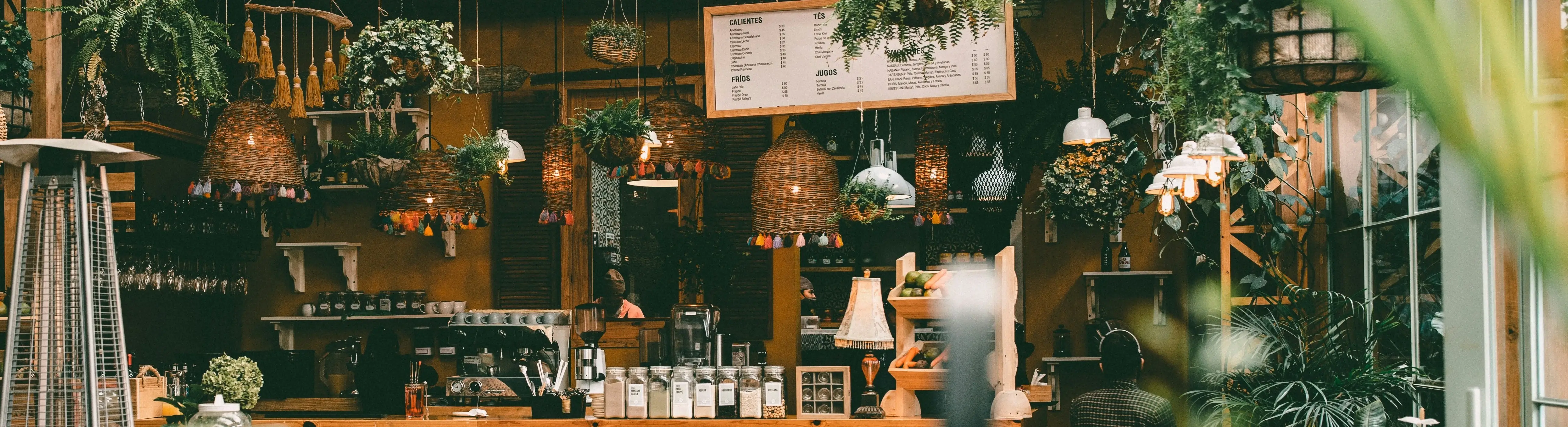 Cafe surrounded in plants